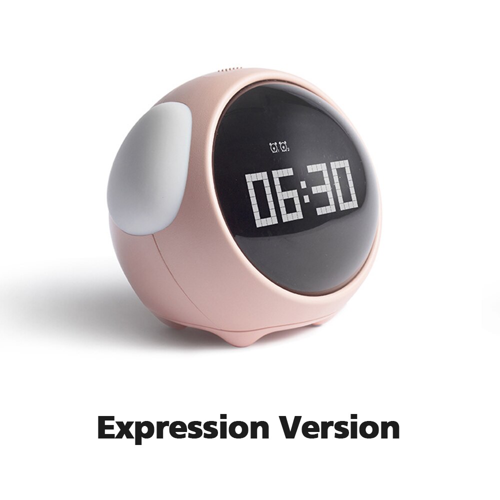 Xiaomi-reloj despertador multifuncional con USB para niños y adultos, luz nocturna con Control de voz, Kawaii, para mesita de noche, para escritorio: pink upgraded