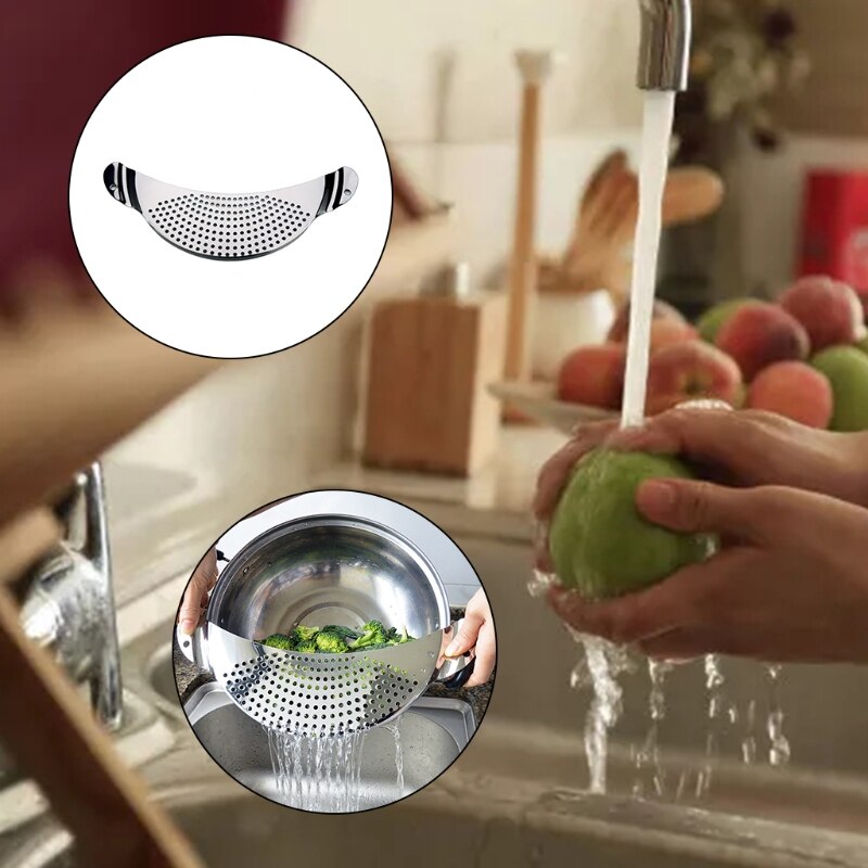 Crescent Pot Zeef Rvs Pan Pot Zeef Met Verzonken Handgrepen Voor Pasta Noedels Fruit En Groente