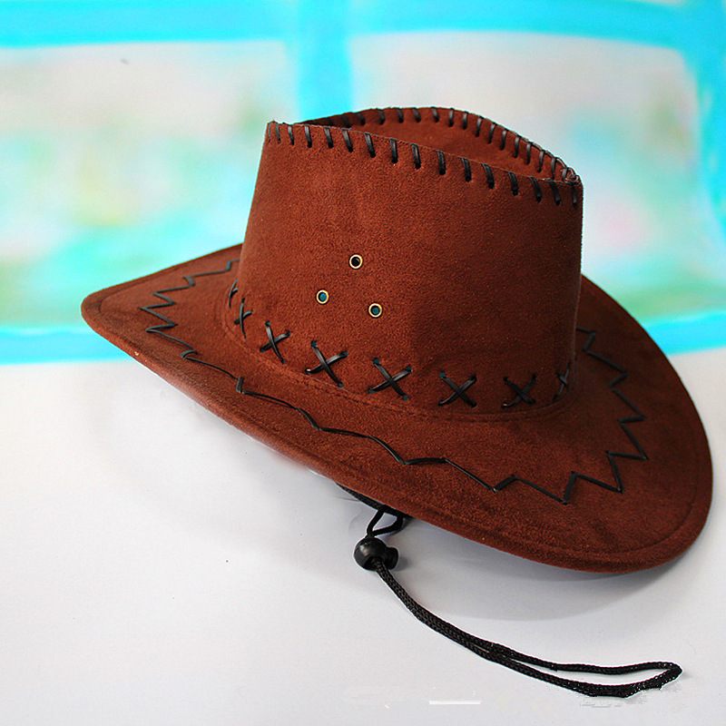 Café sombrero de vaquero hombres gamuza aspecto Wild West Fancy vestido mujeres damas Cowgirl Unisex sombrero más Casual verano
