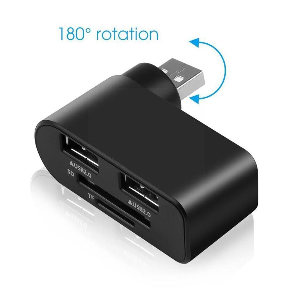 4 In 1 Draagbare 180 ° Draaien Usb Hub High Speed U Disk Reader Splitter 3 Poorten Voor Computer Pc laptop Mini Accessoires H3x5
