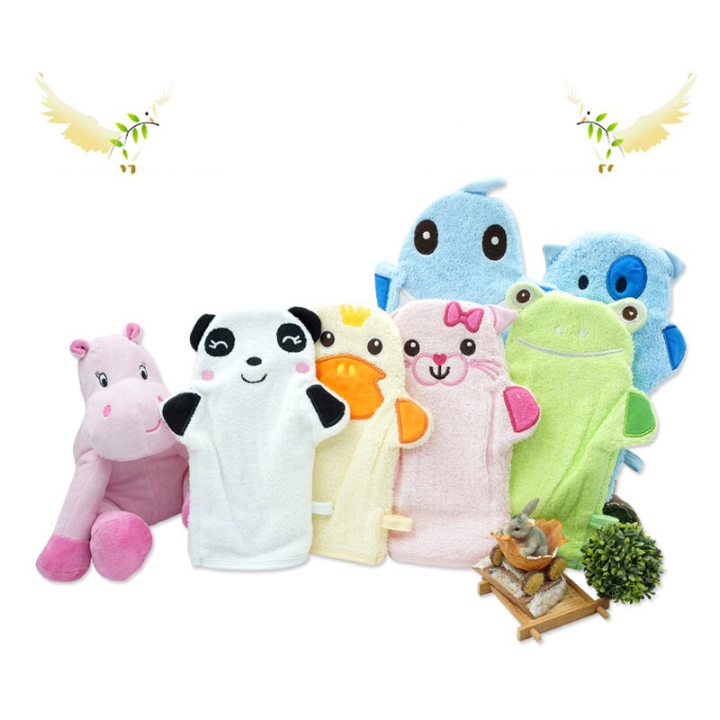 Baby Infant Cartoon Soft Bathing Bathroom Mitt Glove Foam Rub Shower Sponge Exfoliating Wash Cloth Towel Optional pattern