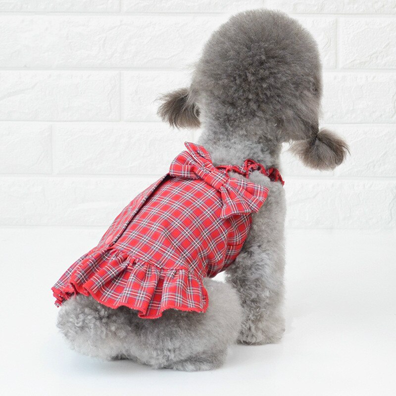 Kleine Hond Meisje Jurk, Leuke Plaid Patroon Vest Lente Zomer Jarretel Rok Kleding Kleding Voor Pet Puppy Kleine Hond
