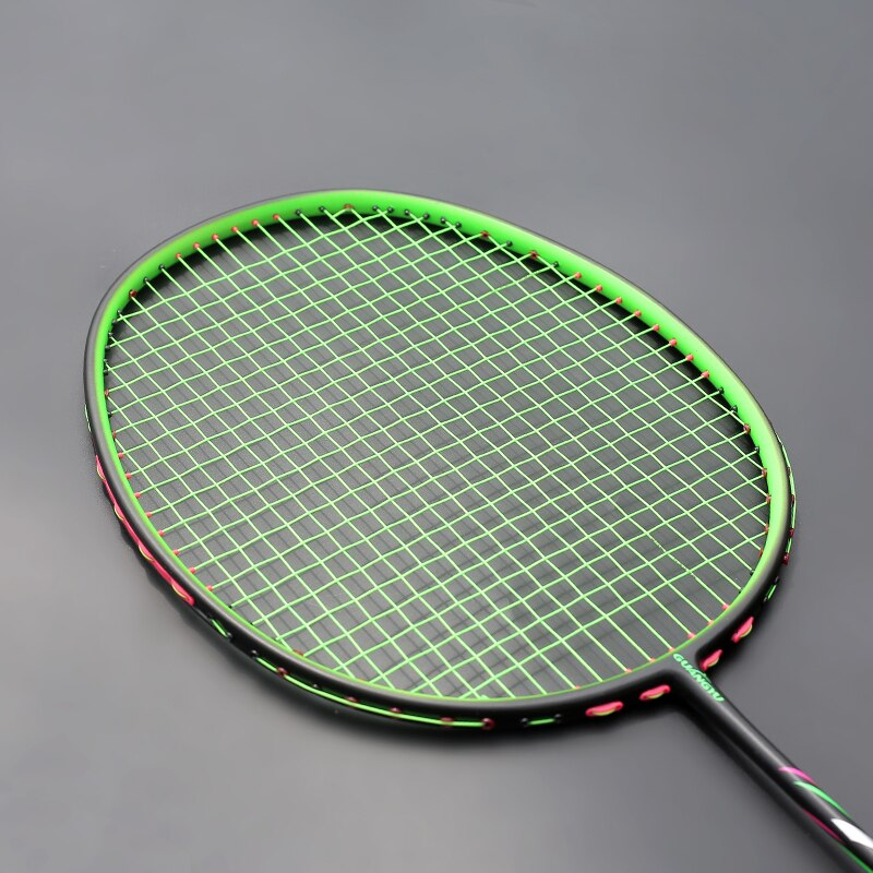 Lightest 10U 52G 100% Carbon Fiber Badminton Rackets Strung Racquet Max Tension 30LBS G4 Trainning Racket With Bags: Green