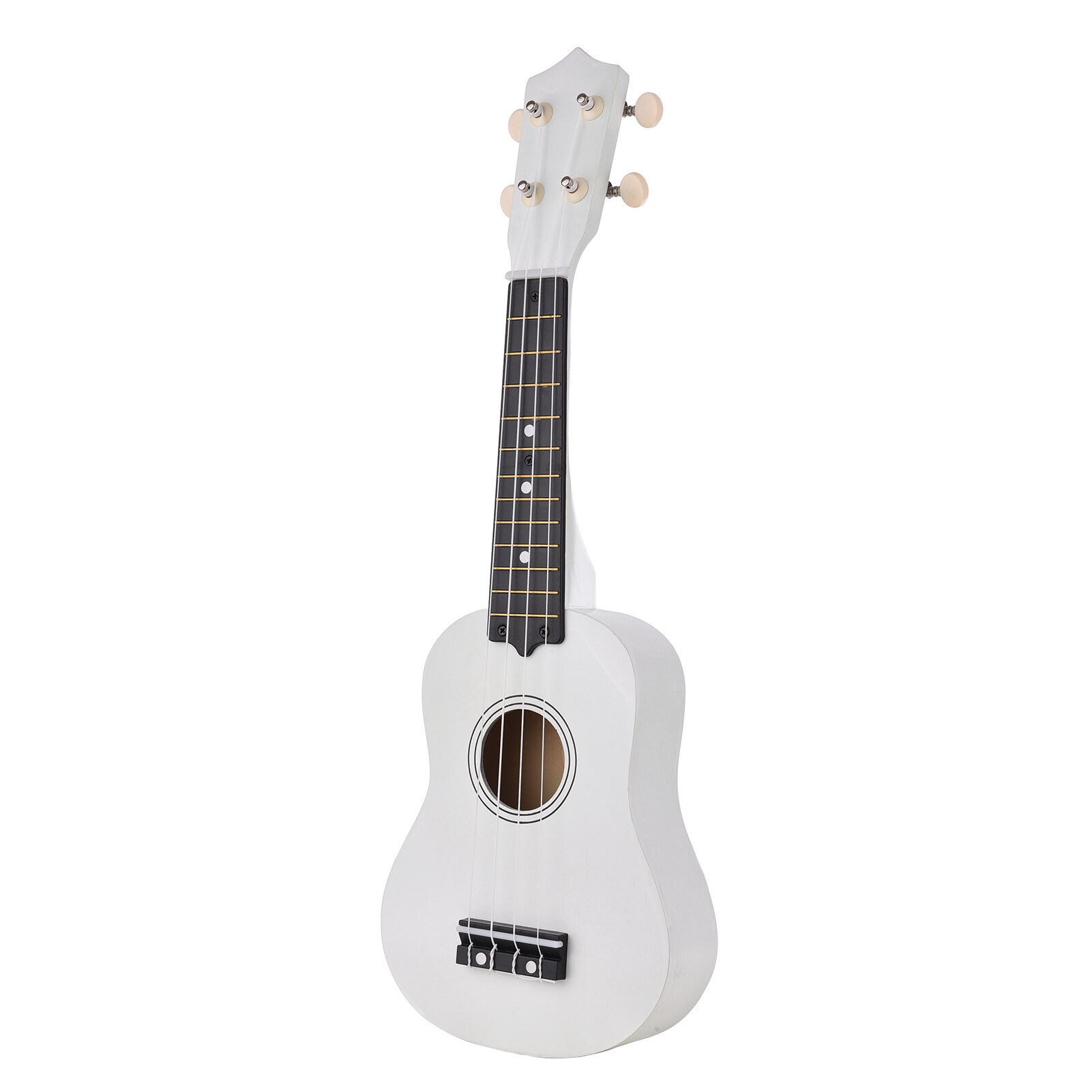Muslady 21 pulgadas ukelele de 4 cuerdas, guitarra pequeña ukelele bajo instrumento Musical de madera de Beige instrumentos de cuerda: 	White