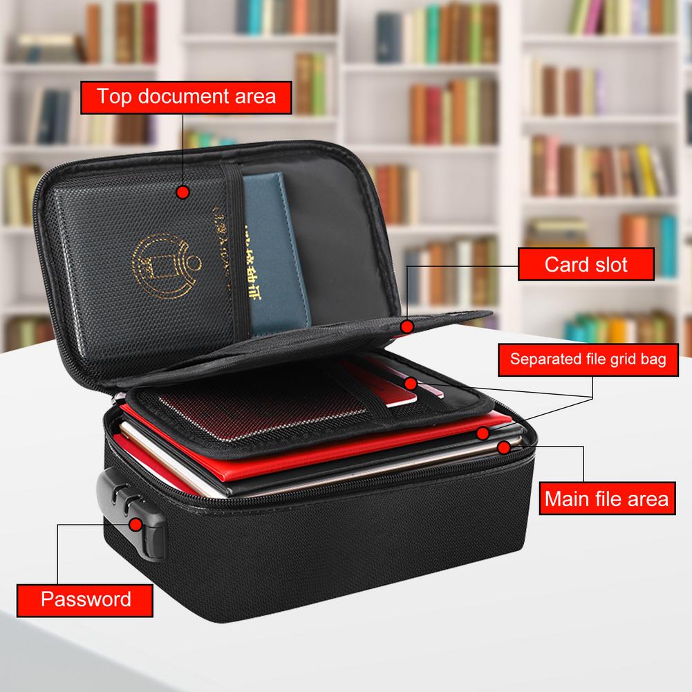 Portableile Bag With Lock Fireproof Waterproof 3-layer Document Bag File Safe Portable Travel Storage Pouch For Documents Laptop