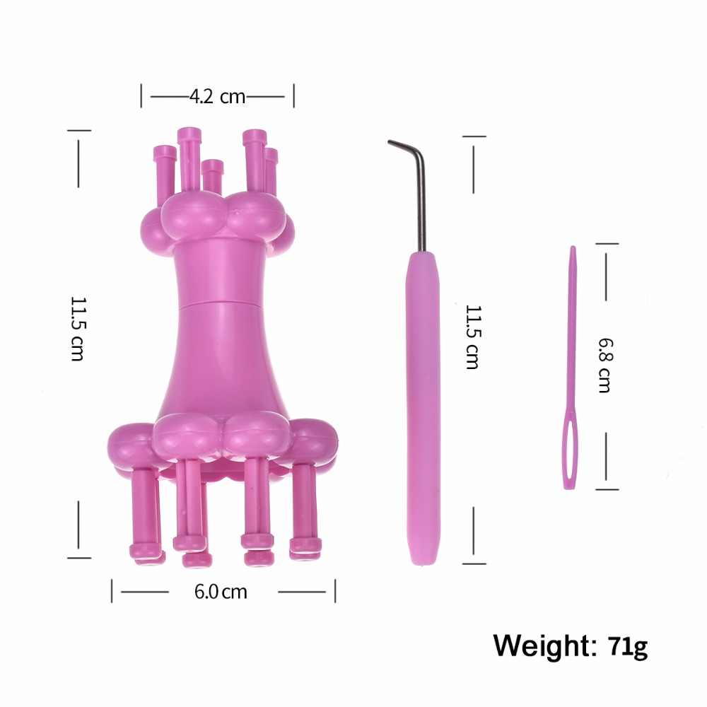 3 Pcs Magic Spool Loom Maker Knitting Kit with 1 Large Eye Needle + 1 Crochet Hook + 1 Braided Rope Braid Maker DIY Weaving Tool