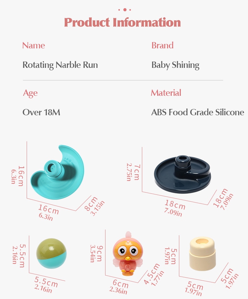 Marble Run Block Rotation Track Rolling Ball Funnel Slide Baby Glider Tower DIY Assemble Toy Boy Girl