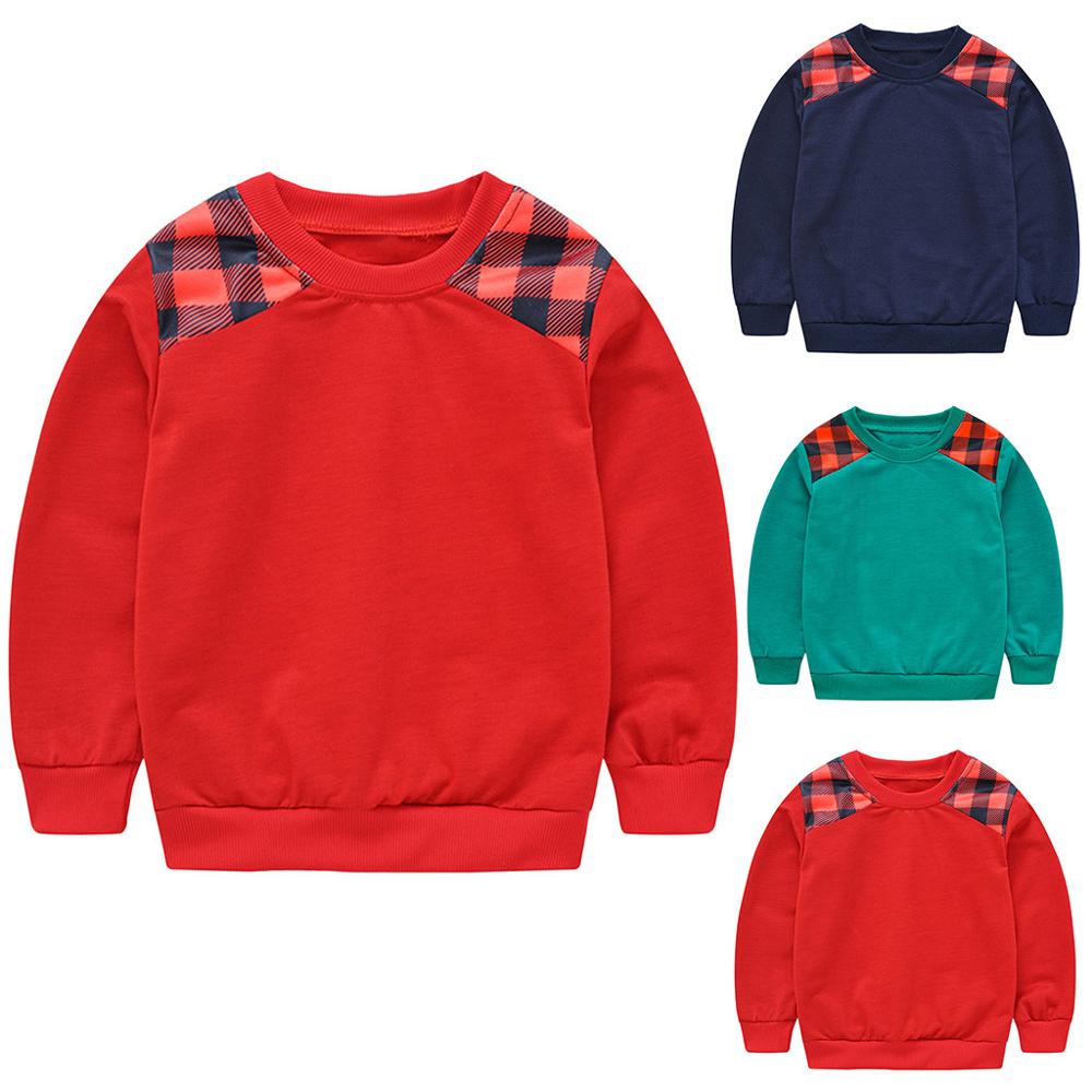 Ragazzi Camicette Camicetta Delle Ragazze Dei Bambini Del Manicotto Lungo Rotondo Classico Plaid Decoratio Plaid Stampa T-Shirt Блузка 12M-6Y Blusas