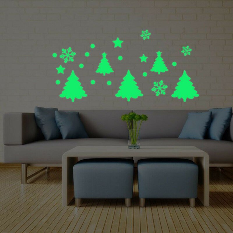 Creatieve Kerstboom Sneeuwvlok Lichtgevende Muursticker Home Winkelcentrum Raamdecoratie Sticker # j