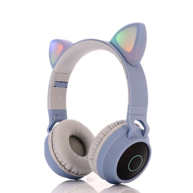 Gaming Led Hoofdtelefoon Bluetooth 5.0 Jongeren Kids Headset Voor Telefoon Pc Laptop Kinderen Headphonestf Kaart 3.5Mm Plug met Mic: Sky Blue