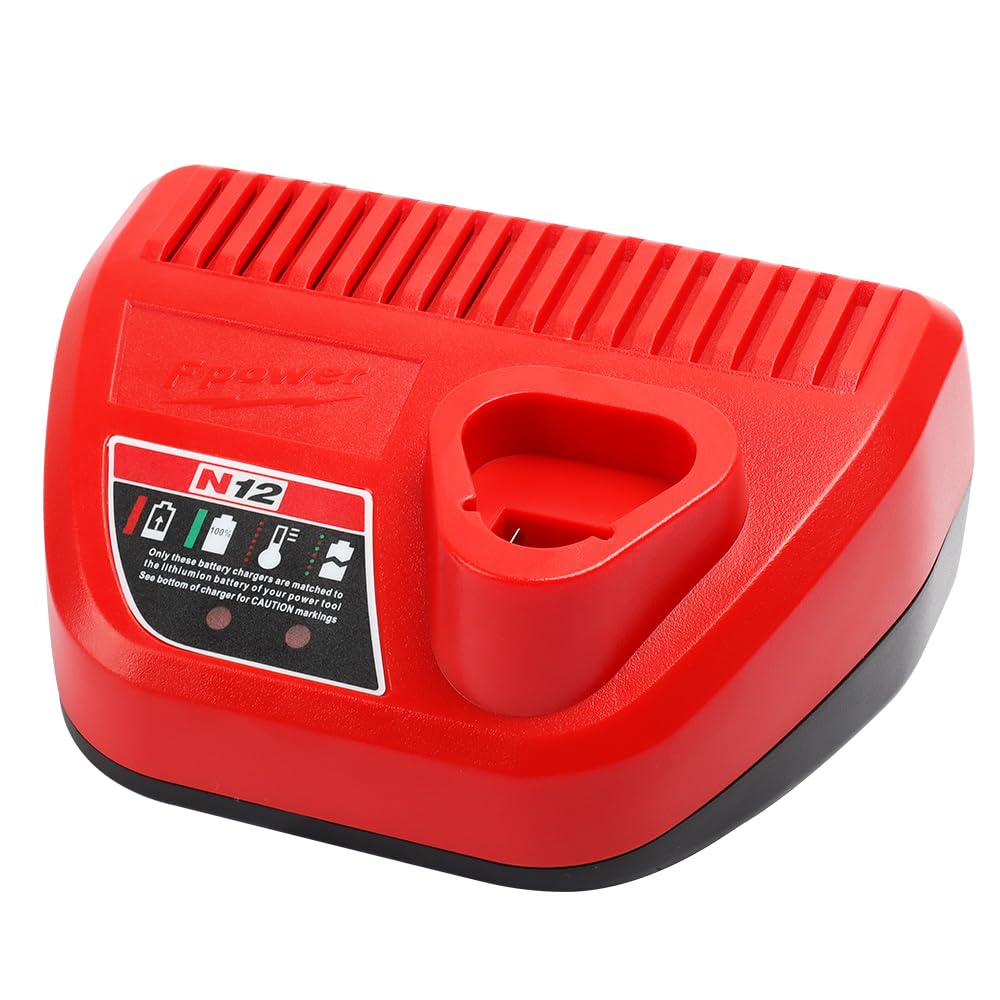 Suitable for Milwaukee M12 N12 lithium ion battery charger N124-4 charging 12A144W fast charging with USB and Typec output ports: Dark Grey / UK