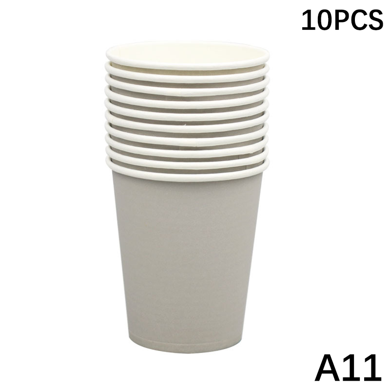 10 stk. 9oz/250ml ensfarvede tykke papkrus engangskop bryllup fødselsdagsfest engangsservice engangs papkrussæt: Militærgrøn