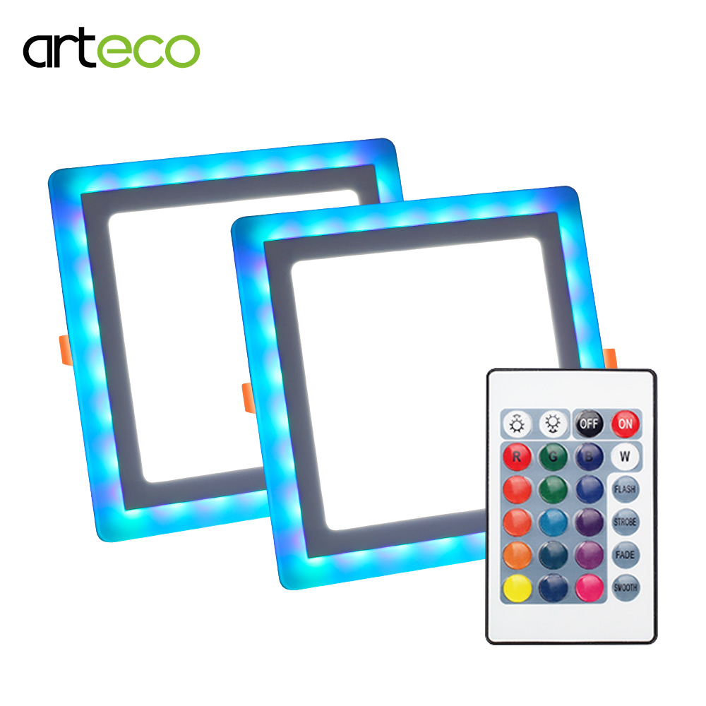 Led panel 220v 3w 6w 12w 18w overflate led panel lys firkantet form med 3 modus rgb led panel lys 110v for tak lys rgb