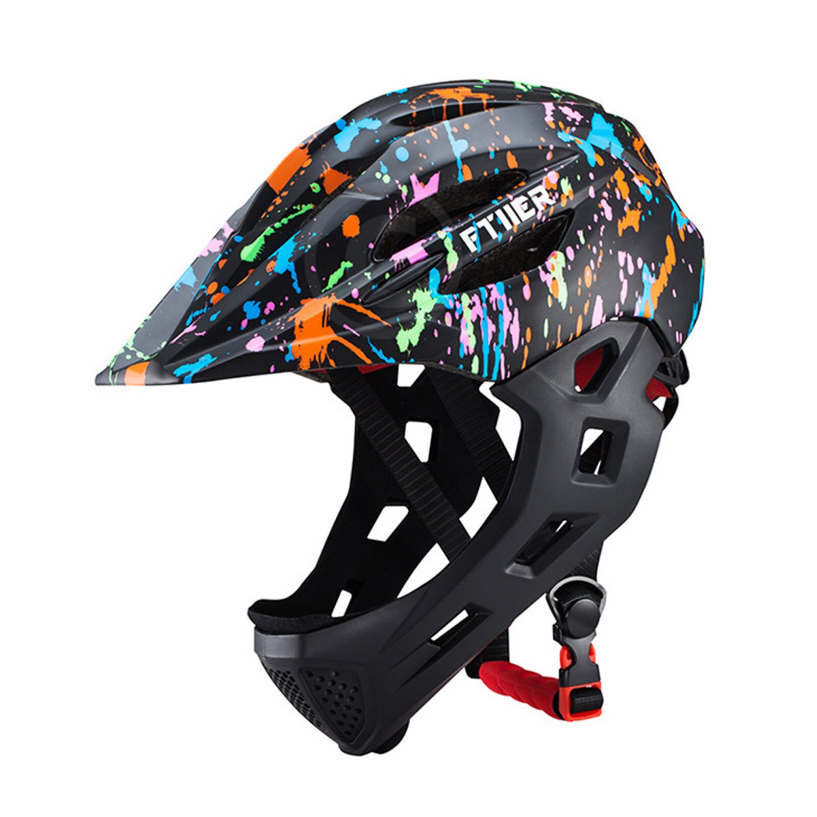 LED Enfants Cyclisme Casque Intégral Détachable Enfants Casque de Descente VTT Casque De Vélo Sport Sécurité Capacete Ciclismo Casques: Black