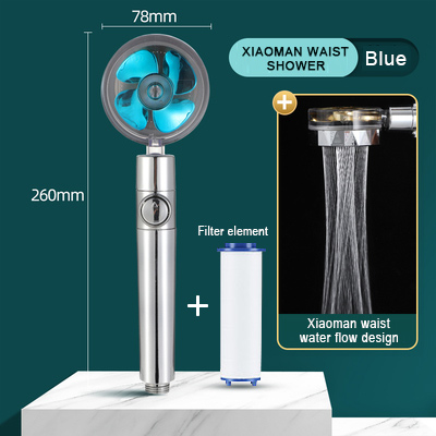 Obrót o 360 ° głowica prysznicowa oszczędne zużycie wody i wysokie ciśnienie słuchawka prysznicowa dysza z mały wentylator ręczny prysznic akcesoria łazienkowe: niebieski z filter