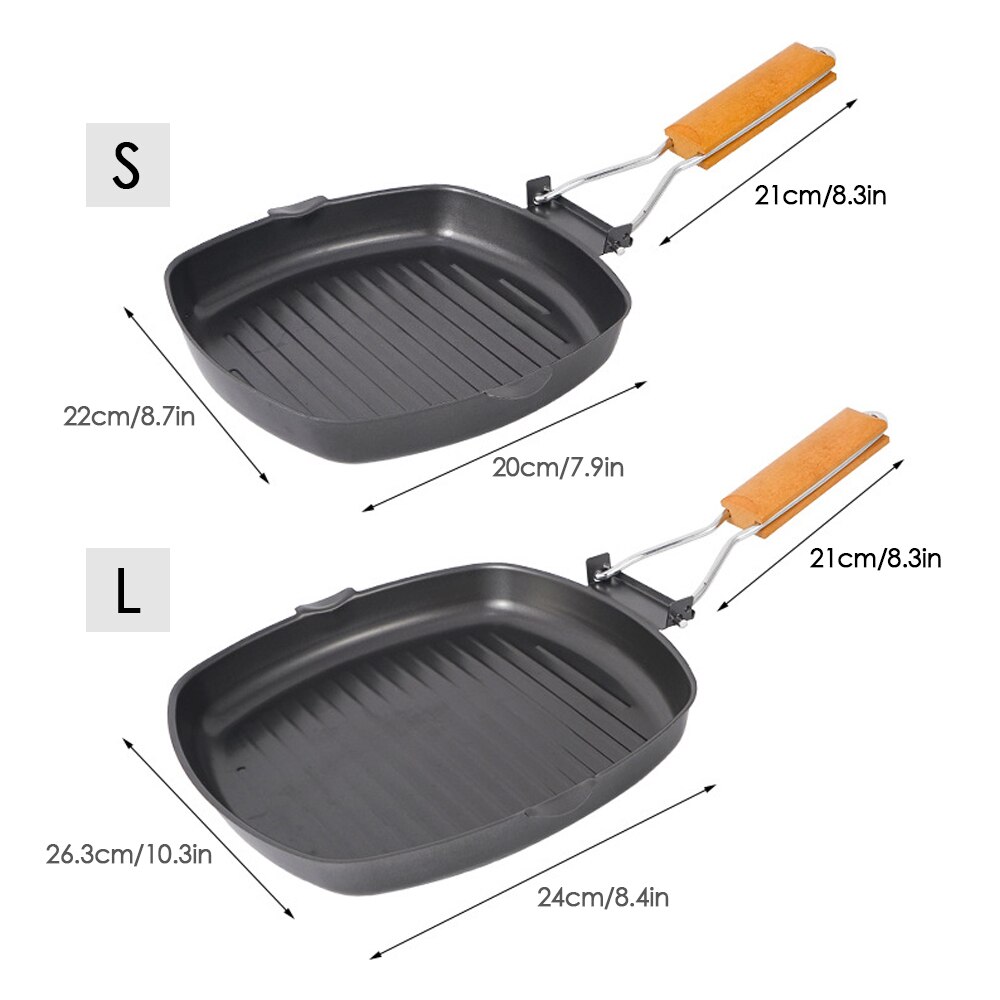 Outdoor Camping Frying Pan Ultralight Iron Steak Pot with Foldable Handle Outdoor Frypan Cooking Tableware Camping Pot