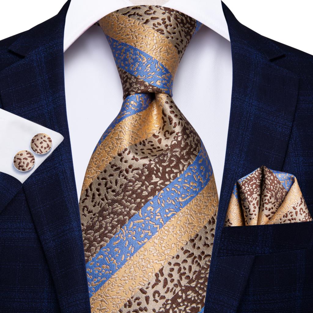 We Love Ties - Stropdas blauw / beige - geweven polyester Microfill