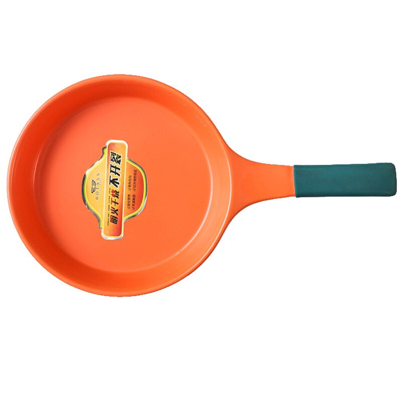 Ceramic Frying Pan Applicable to Open Fire Stove Only with Extended Handle and Glaze Smooth Surface