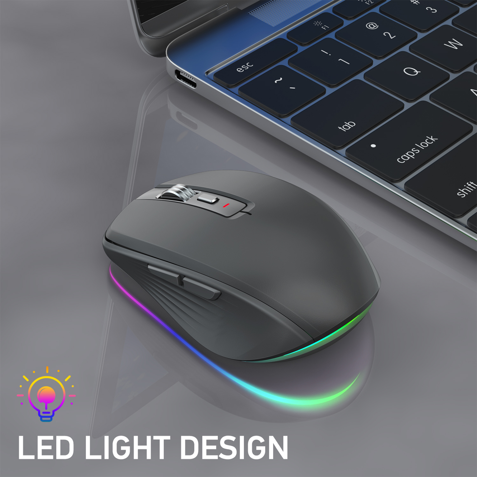 Dual-mode draadloze muis USB2.4G+BT5.1 Type-C oplaadbare gamingmuis Ergonomisch 2400 DPI met RGB-lichtmuizen