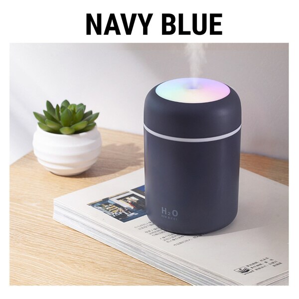 Humidificador con luz de colores, difusor de Aroma ultrasónico USB, purificador de aire con luz romántica: Navy blue