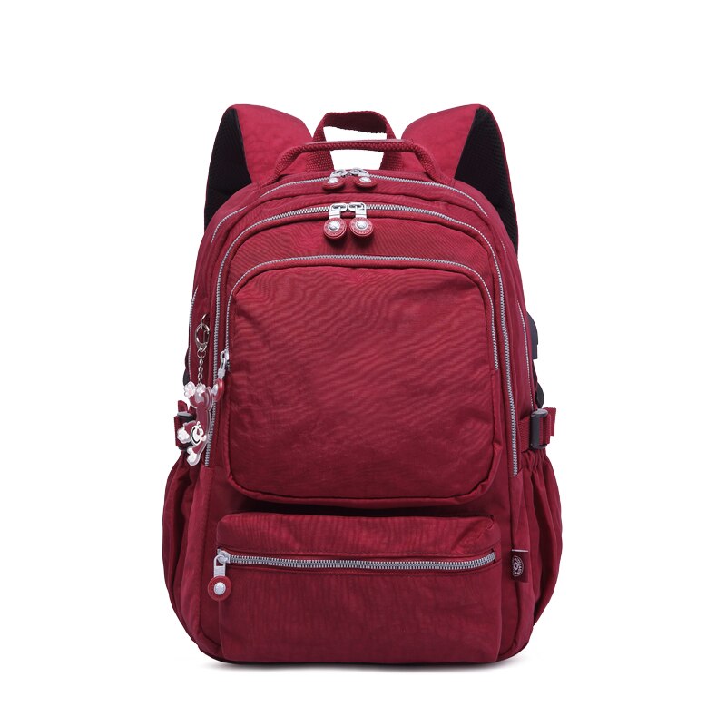 TEGAOTE Frauen Schule Rucksäcke Anti Diebstahl USB Ladung Rucksack Herren Laptop Bagpack Schule Taschen Für Teenager Mädchen Mochila Reise: dunkel rot / 37X13X27 1807Nein USB