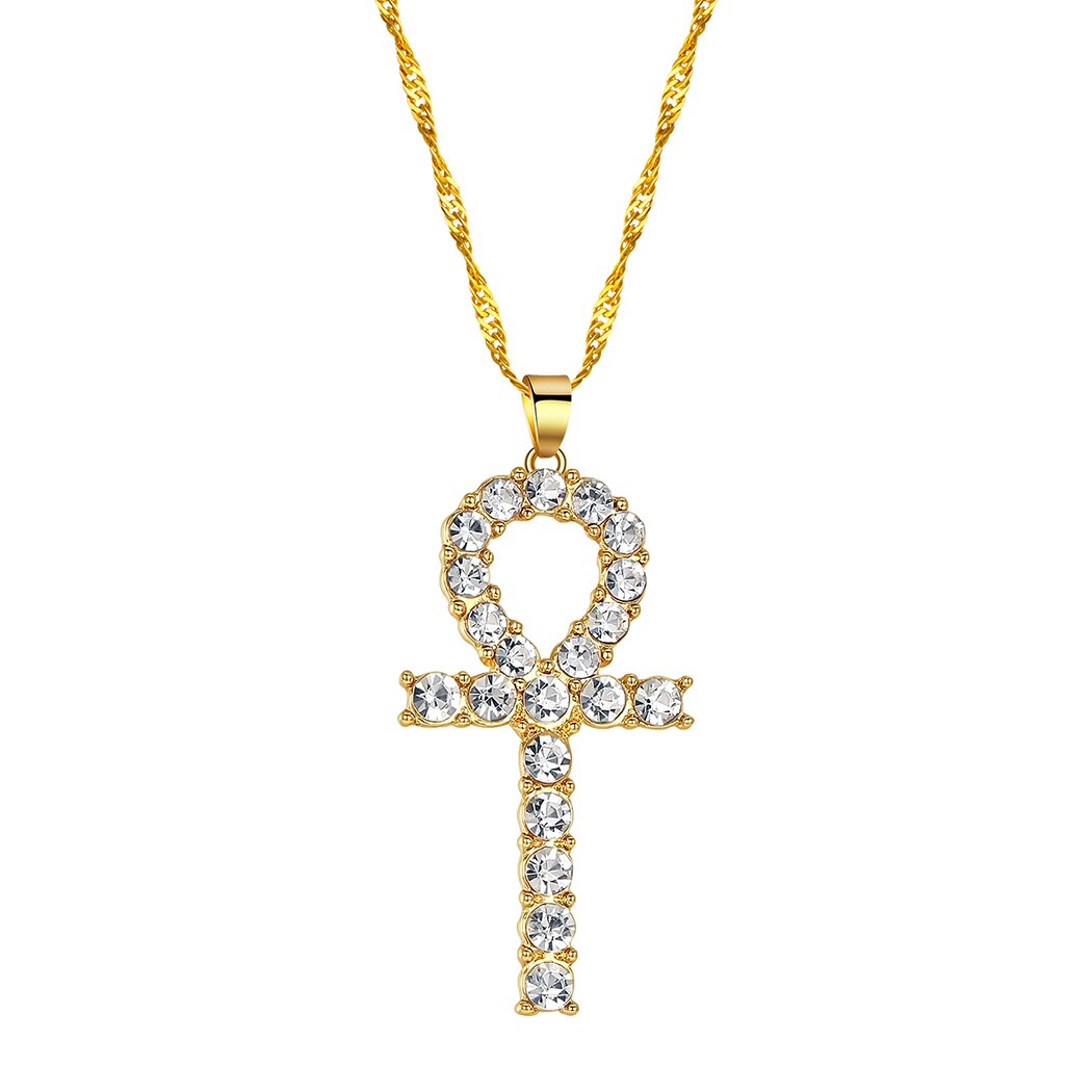 Kinitial ägyptisch Ankh Halskette Gold Farbe böse Auge Anhänger zierlich Kette Halsketten minimalistisch einfach Schmuck Pro Frauen Männer: TH-Pa793-G