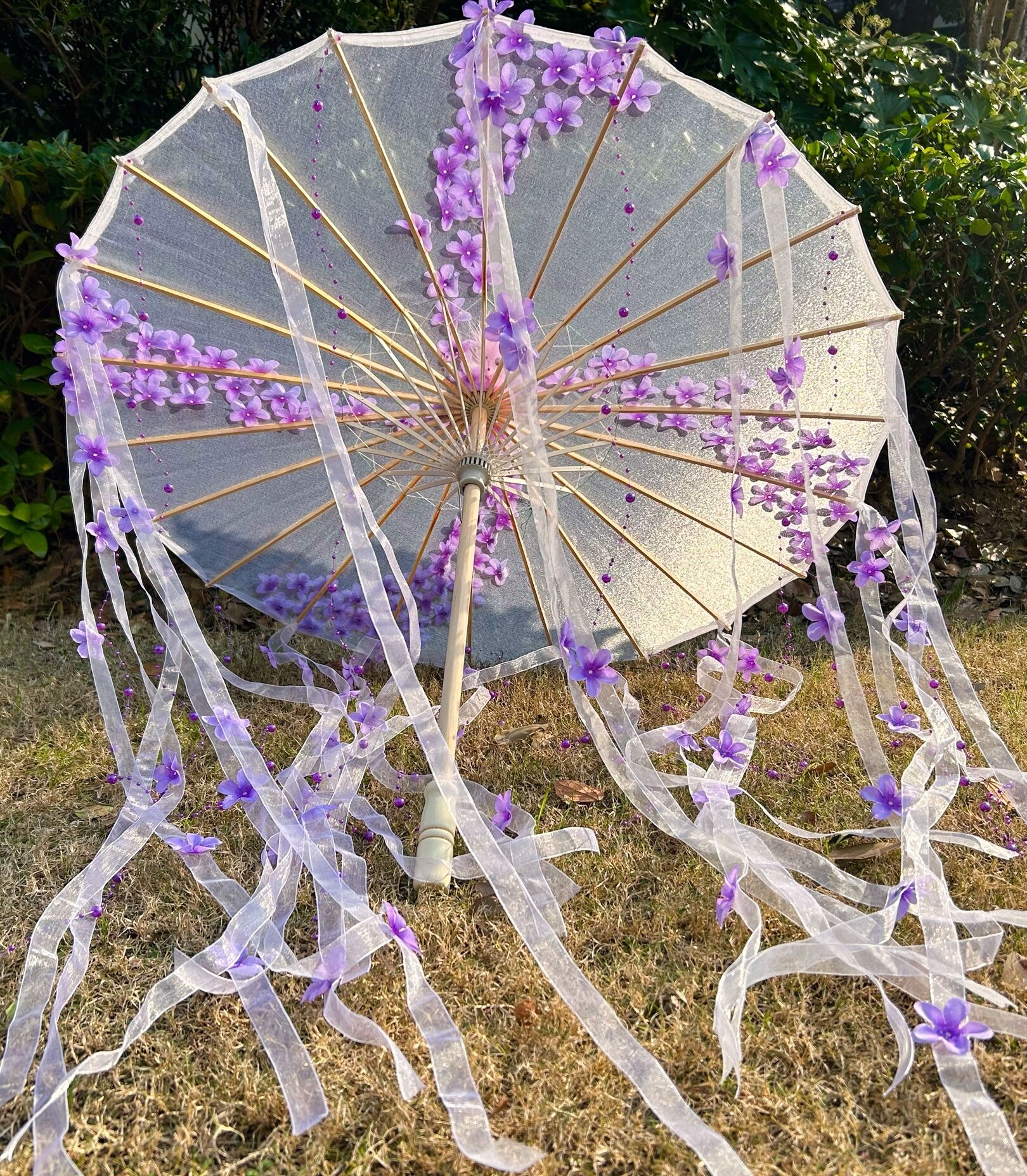 Paraguas de playa de flores, Kimono Hanfu, accesorios de fotografía para Cosplay, artesanía, papel al óleo, sombrilla de encaje, paraguas japonés de China, El Principito: Negro