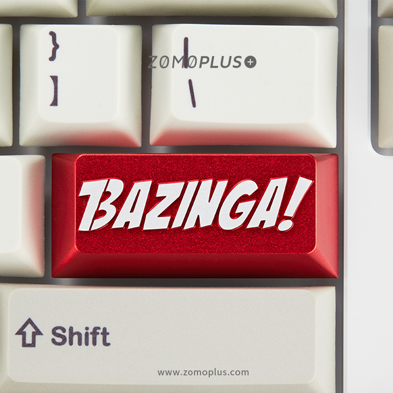 zomo Bazinga Artisan Keycap CNC anodized aluminum Compatible Cherry MX switch backspace or Enter red silver colorway