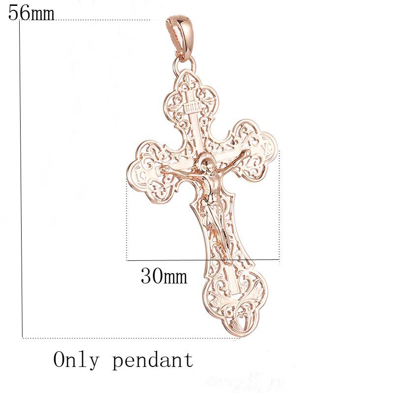 FJ 9 Style Jewelry Women Mens 585 Gold Color Crucifix Pendant Orthodox Cross Jewelry