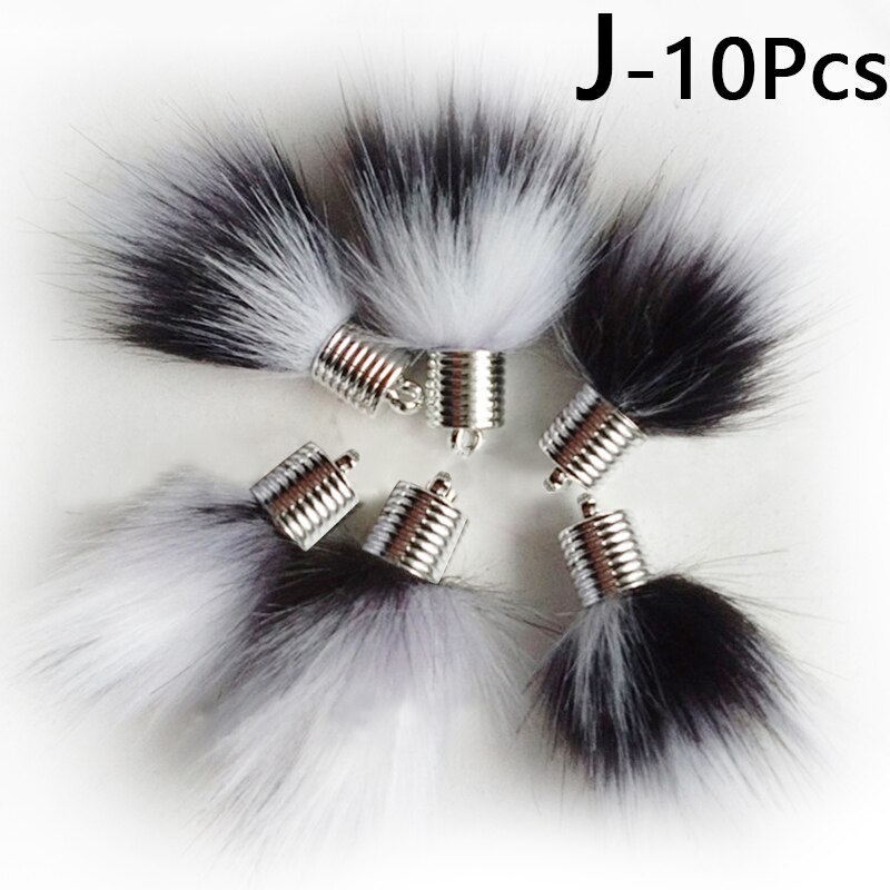 10Pcs Kunstmatige Konijnenbont Bal Pluche Fuzzy Bont Sleutelhanger Pom Pom Sleutelhanger Auto Tas Sleutelhanger Sleutelhanger Hanger sieraden: J