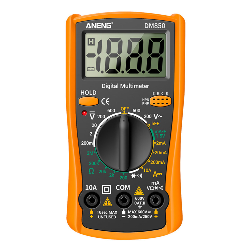 DM850 Smart LCD Digital Multimeter 1999 Counts AC/DC Tester Ohm Current Voltmeter Ammeter Detector Resistance Frequency Meter: Orange