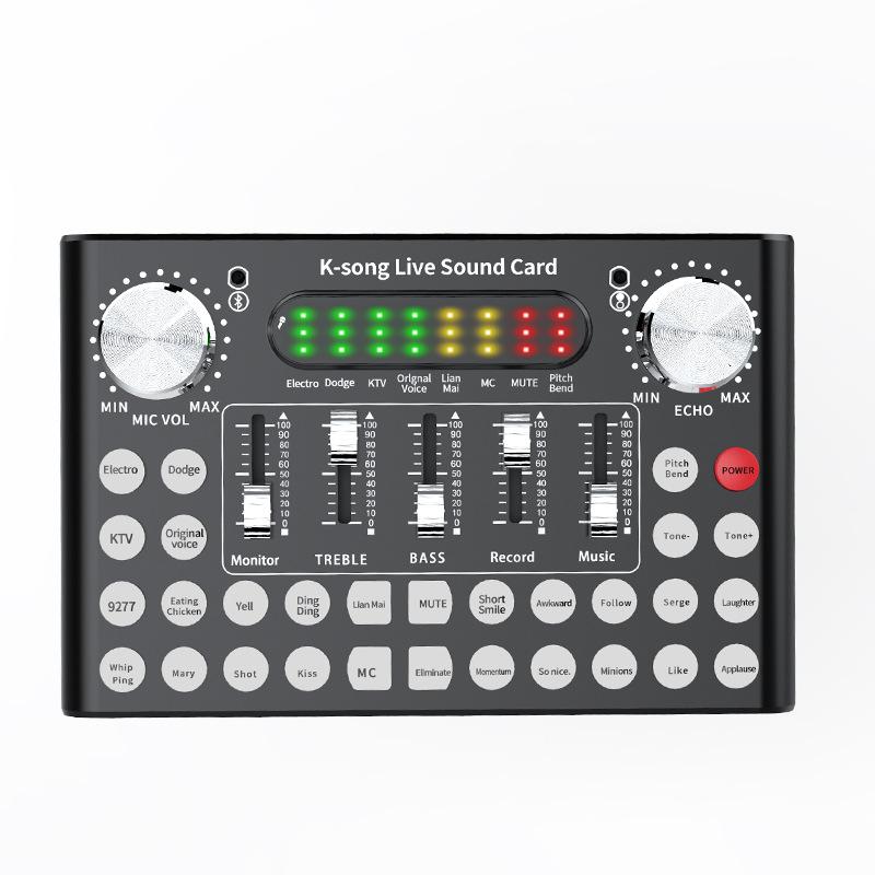 AMYGOJJ DC5V 1A K-Song Studio Audio Mixer Microphone Webcast Entertainment Streamer Live Sound Card for Phone Computer PC