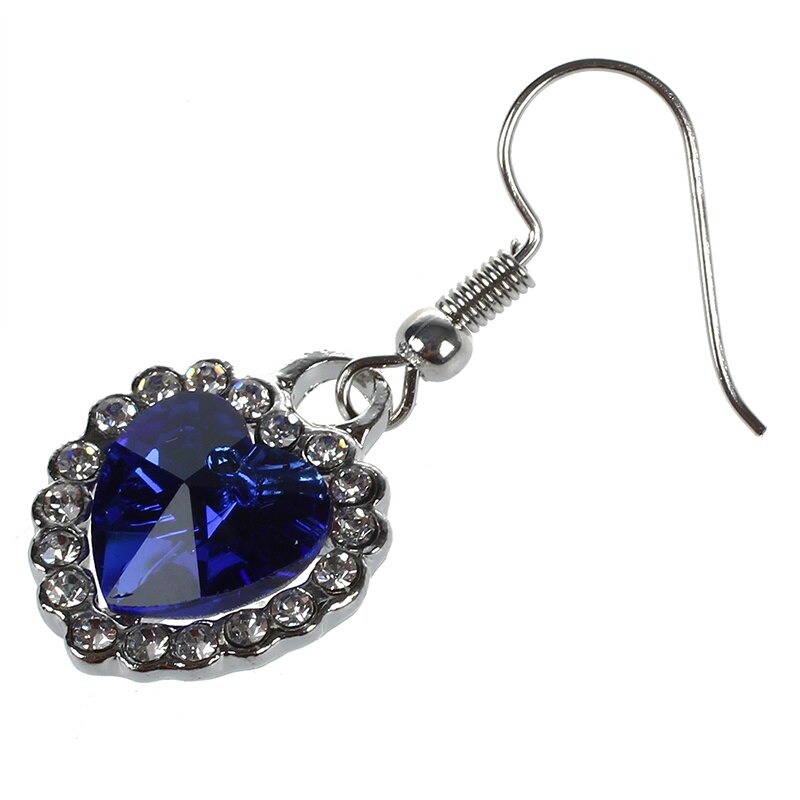 Women's Heart of Ocean Hook Earrings Dangle Earrings Sapphire Blue