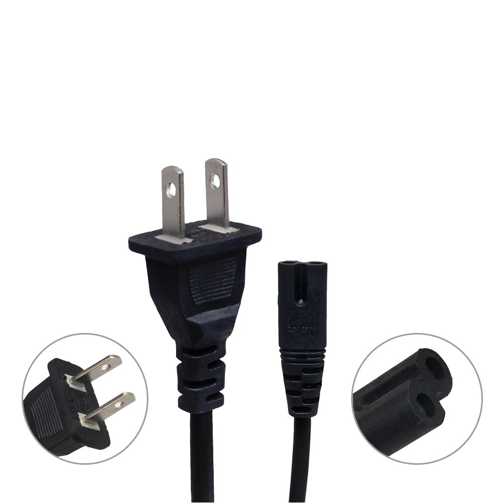 4ft AC Wall 2-Prong US-Standard Plug Power Cord for Samsung LG Asus Sony TCL 55" 58" 65" LED TV, Monitor, Printer, Laptops