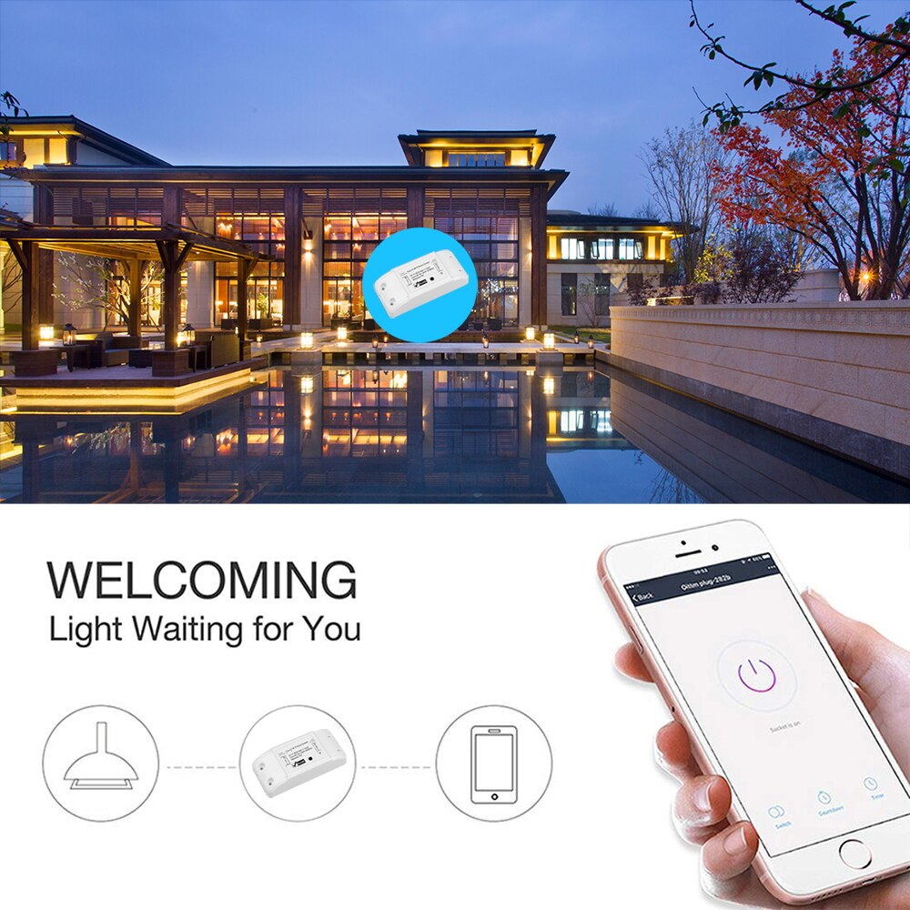 Stemmestyring trådløs wifi-afbryder fjernbetjening automatiseringsmodul gør-det-selv timer universal smart home 10a 220v ac 90-250v