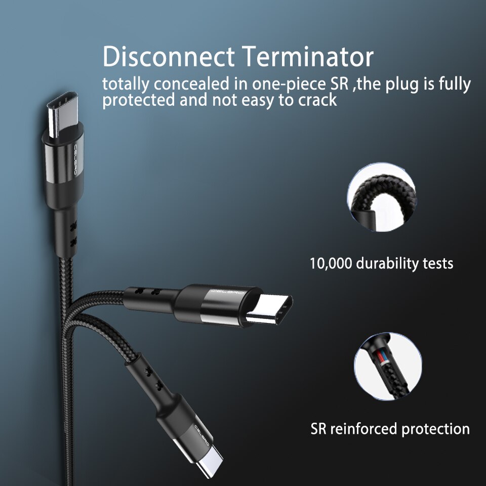 60w 3a usb type c kabel c naar c kabel usbc pd oplaadkabel voor samsung  s20 ultra note 20 s21 plus snel opladen 4+  snellader