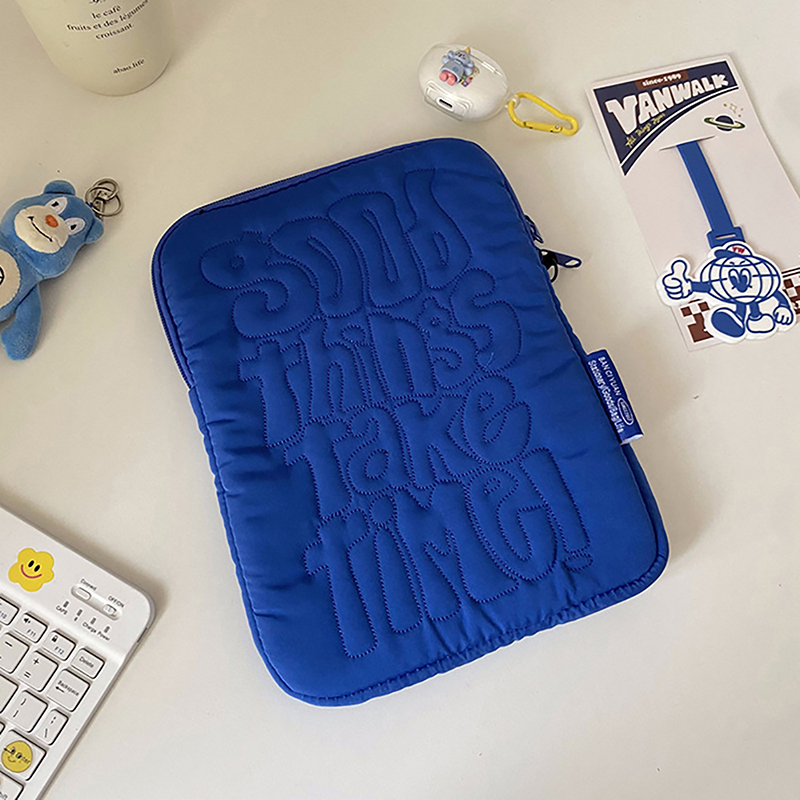 Embroidery Pattern Cute Shockproof Laptop Sleeve Case Bag 11 13 14 Inch For Macbookpad Laptop And Tablet Pouch: 12" / Navy Blue