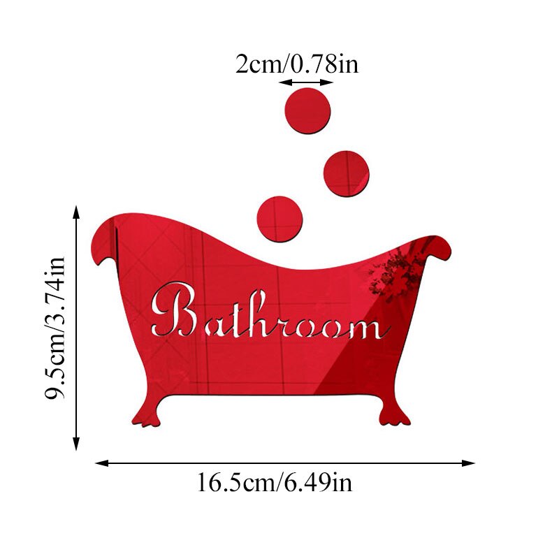 3D Acrylic Mirror Bathroom Wall Sticker DIY bathtub mirror sticker Door Entrance Sign funny Home decoration sticker