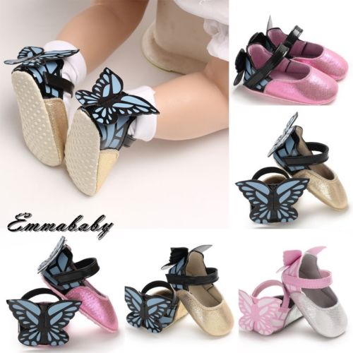 Nyfødt barn baby piger søde prinsesse sko med vinger krybbe sko