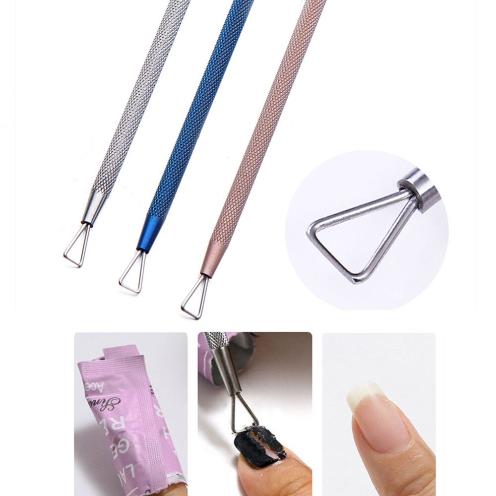 Elecool 1pc rustfritt stål uv gel neglelakkfjerner trekant pinne stang negle død hud neglebånd pusher manikyr neglepleie verktøy