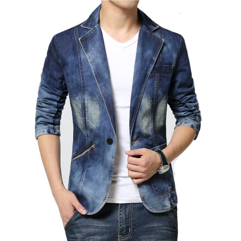 Spring Brand Men Blazer Men Trend Jeans Suits Casual Suit Jean Jacket Mens Slim Fit Denim Jacket Suit Men