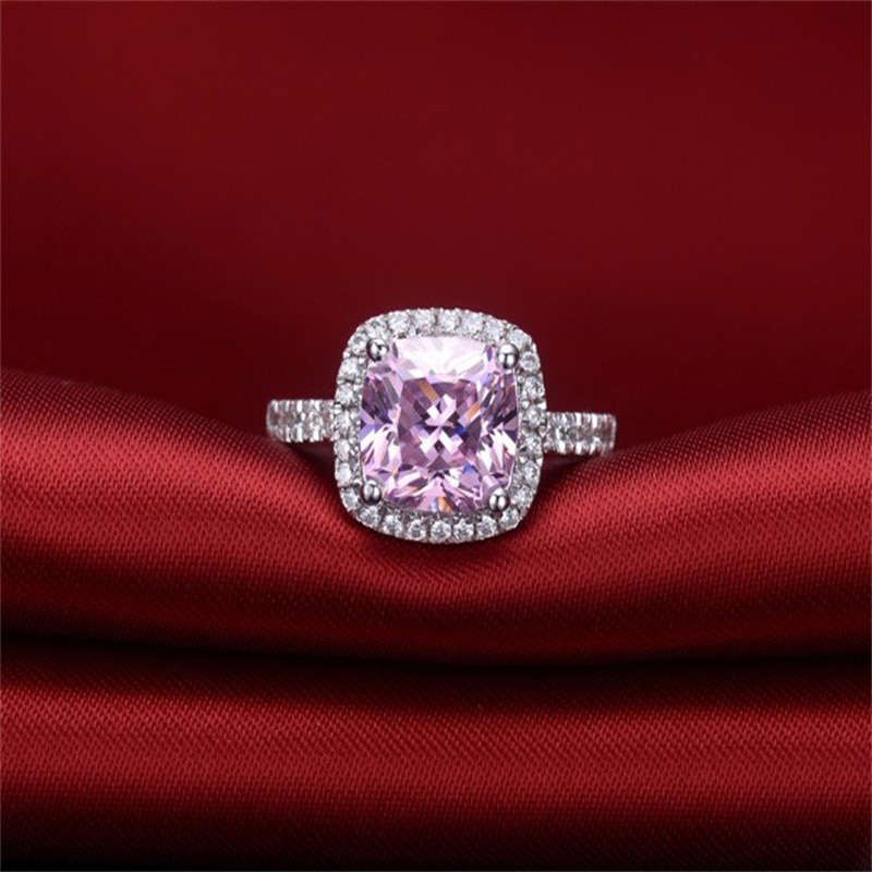 CC Ringe Für Frauen 925 Silber Farbe Rosa CZ Stein Engagement Ring Braut Hochzeit Schmuck Anel Bijoux Femme CC596