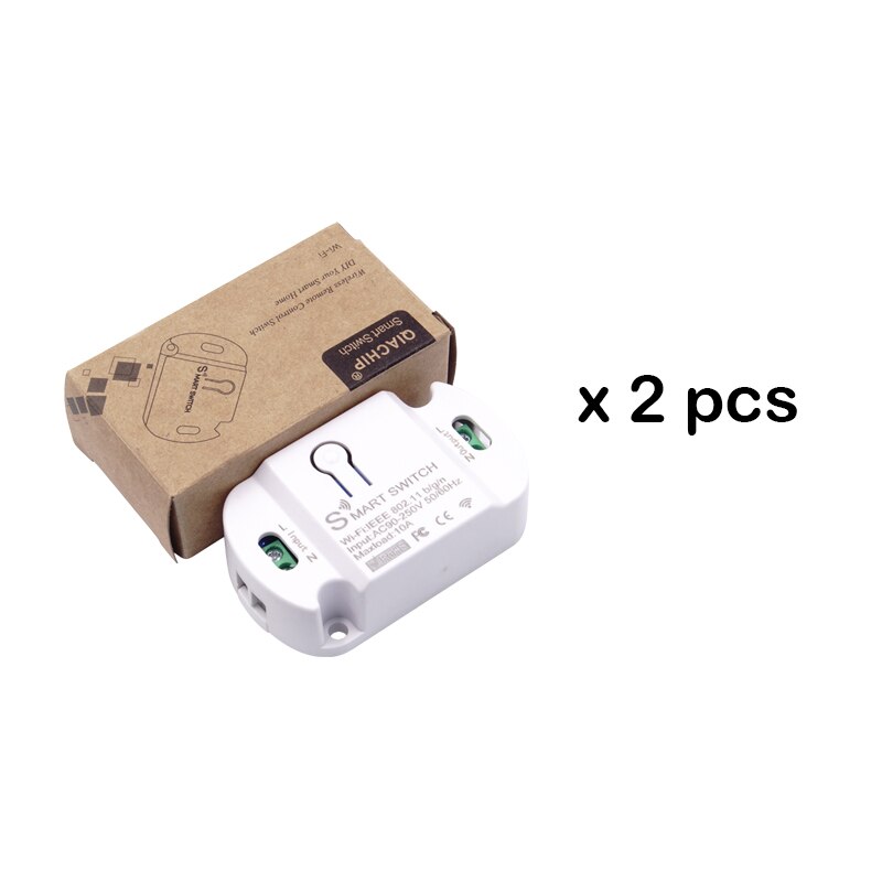 10A WiFi Smart Switch Timer DIY Wireless Switches Smart Home Automation Compatible With Tuya Alexa Google Home Automation Module: 2 pieces