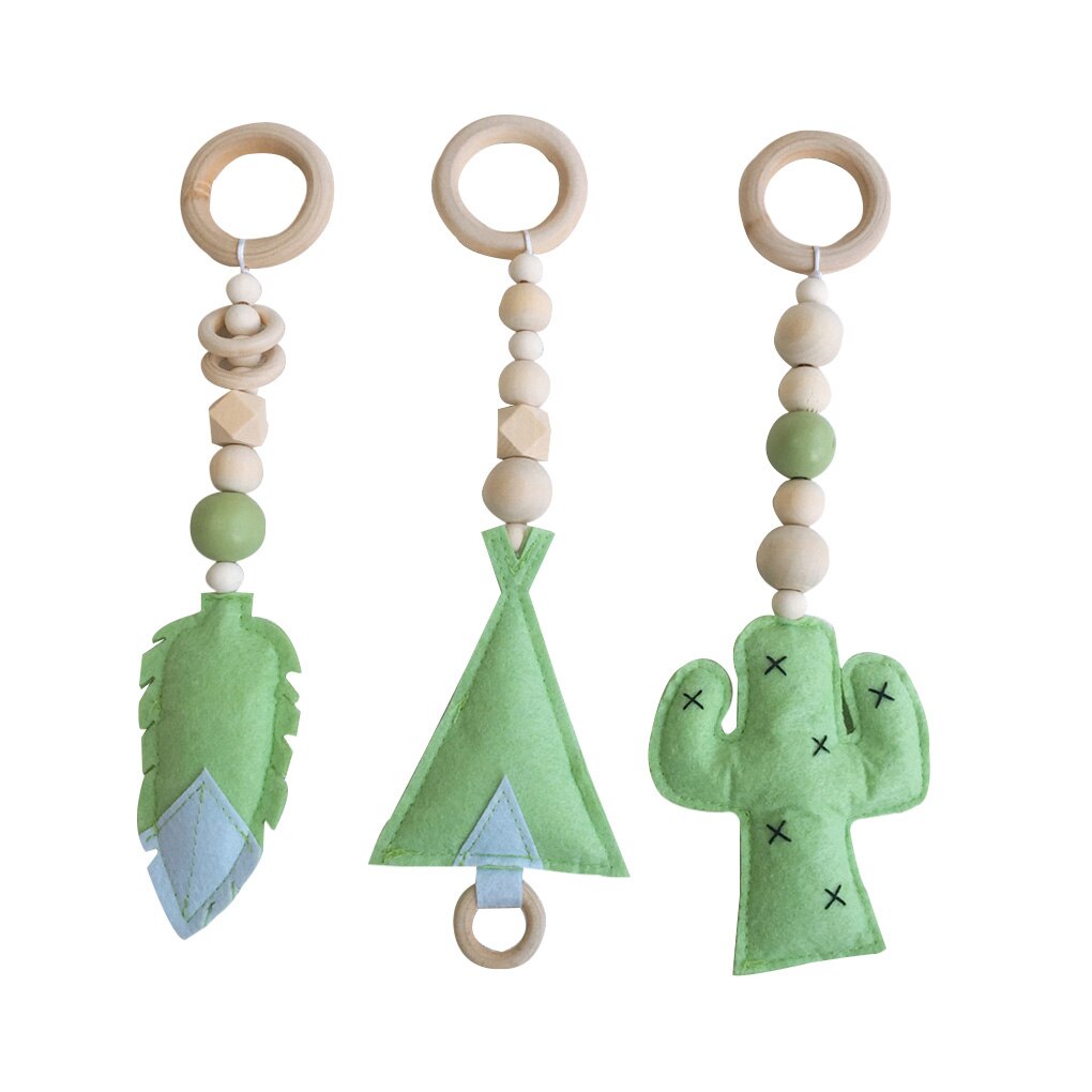 3 unids/set juguetes del bebé, estilo nórdico de madera sonajero perlas anillo gimnasio cochecito de juguete juguetes bebé recién nacido: B3
