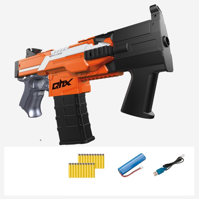 Safety Electric Toy Rifle Outdoor Fun Kids Dart Blaster Toy Gun Electric Burst Soft Bullet Gun Suit Birthday: orange micro punch