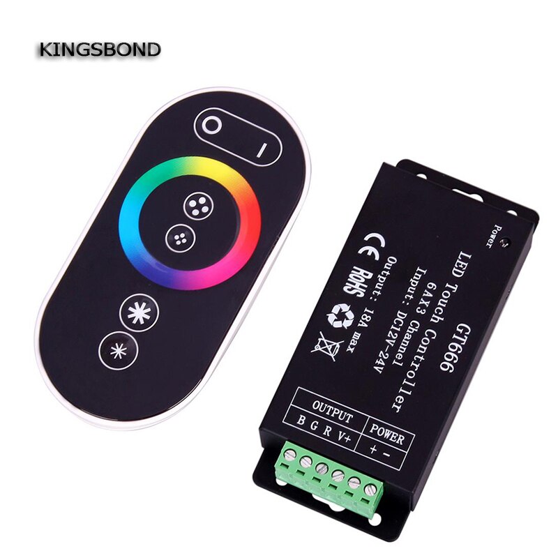 Dc12-24v 6 akse 3 kanals 18a rf trådløs touch rgb controller  gt666 touch panel led lysdæmper til led strip lys tape