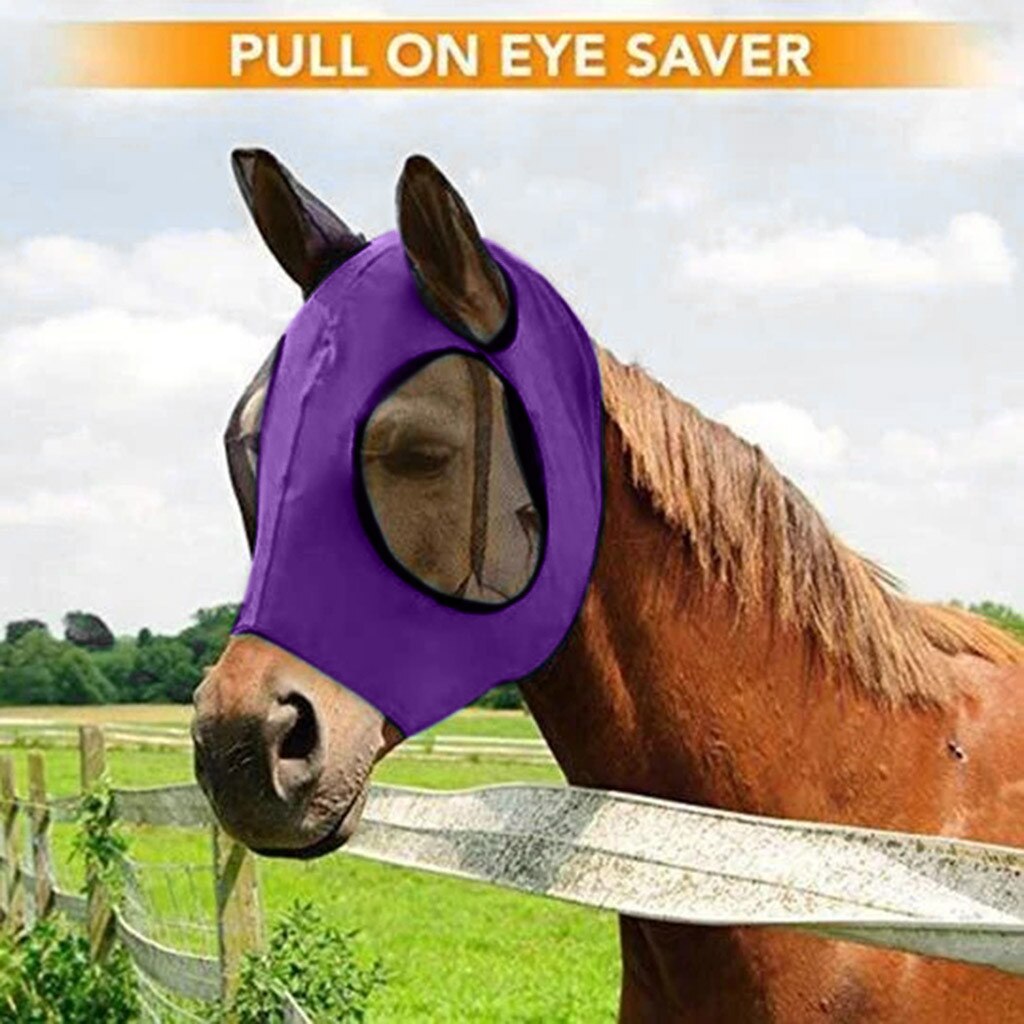 Máscara de malla antimoscas para caballos, mascarilla antimosquitos para caballos, cubierta de cabeza de caballo, cómoda, protege contra moscas: PP