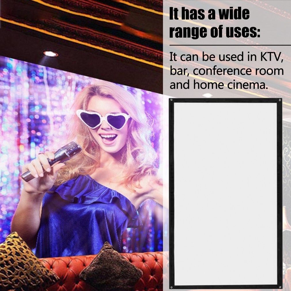 16:9 120 Inch Portable Foldable Projector Screen Wall Mounted Home Cinema Theater 3D HD Projection Screen Canvas