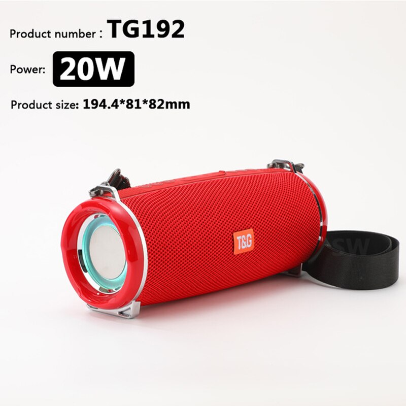 TG187 Altoparlante Bluetooth da 50 W ad alta potenza Colonna portatile impermeabile da esterno Altoparlante potente per altoparlanti per computer Subwoofer BoomBox Supporto per sistema 3DStereo Music Center TF FM AUX: TG192 Red