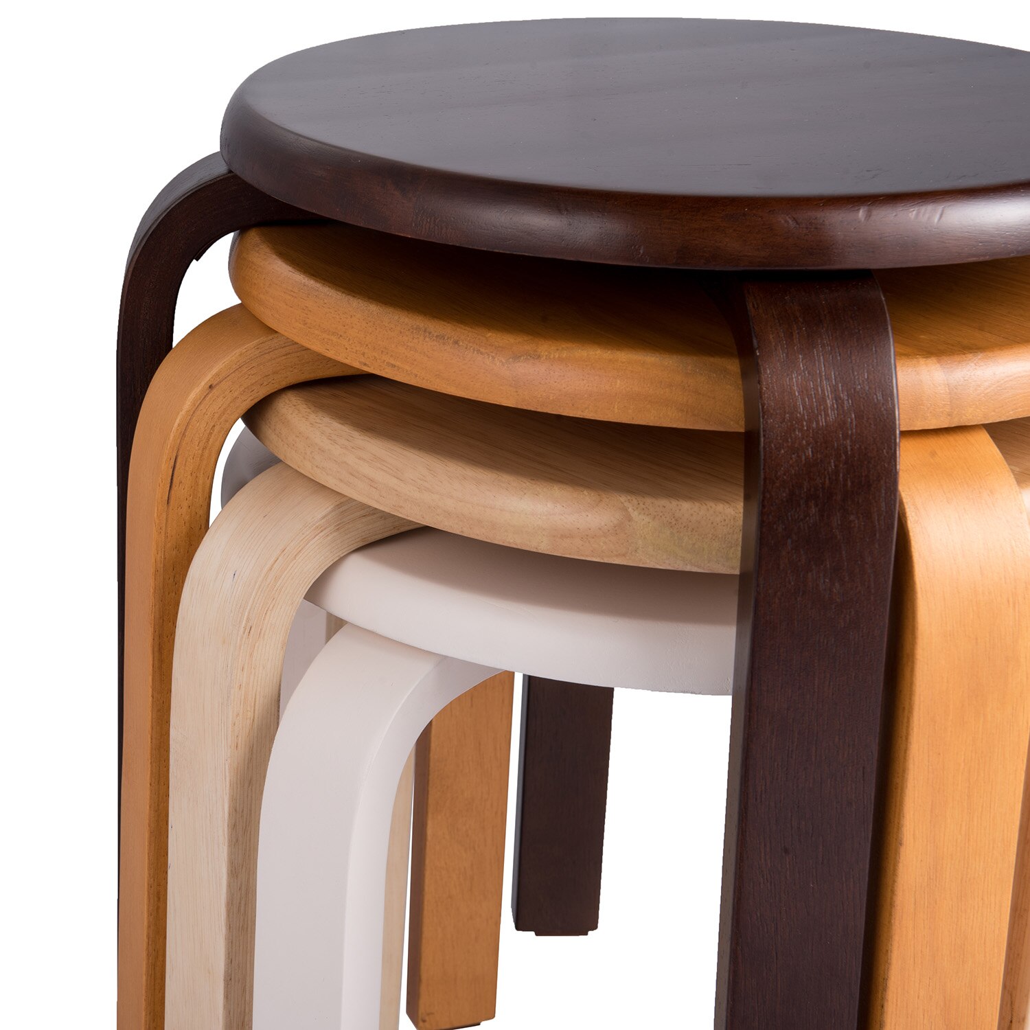 1Pcs Modern Stool K/D Rubber Wooden Stools Practical Round Stacking Stools for Home Restaurants Hotel Natural Finish Stool